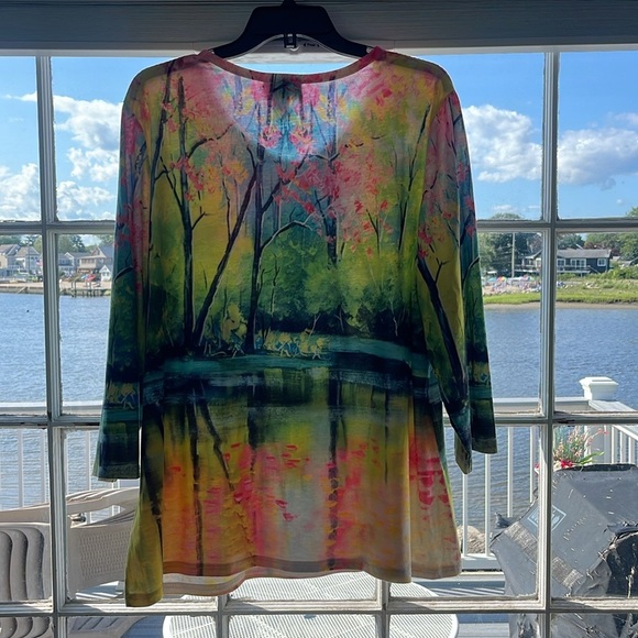 Catalog Favorites - colorful art wear - v- neck 3/4 sleeve - size 1X - Picture 4 of 8